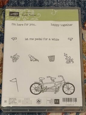 Stampin' Up! Pedal Pusher Clear Stamp Set - Black and Green Accents